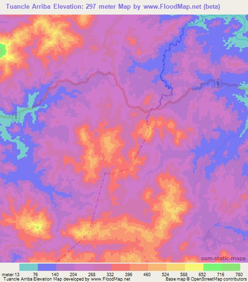 Tuancle Arriba,Panama Elevation Map