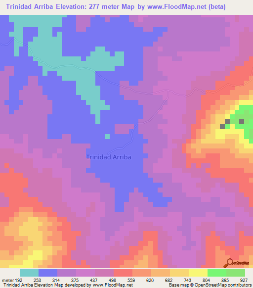 Trinidad Arriba,Panama Elevation Map