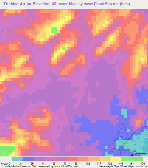 Trinidad Arriba,Panama Elevation Map