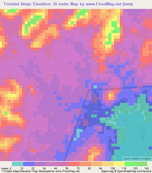 Trinidad Abajo,Panama Elevation Map