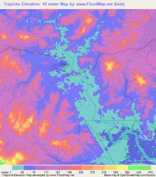 Trapiche,Panama Elevation Map