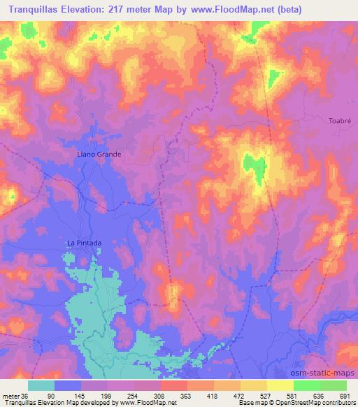Tranquillas,Panama Elevation Map