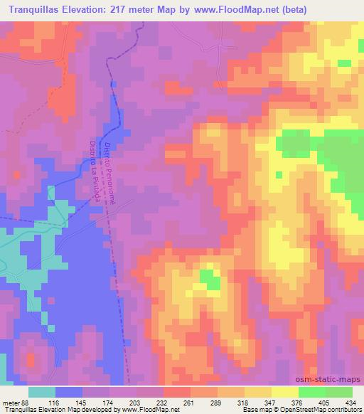 Tranquillas,Panama Elevation Map