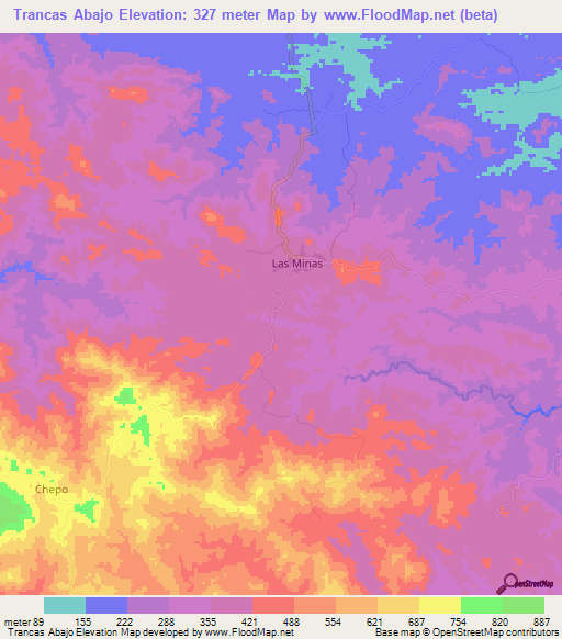 Trancas Abajo,Panama Elevation Map