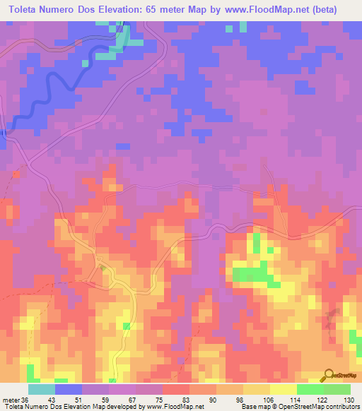 Toleta Numero Dos,Panama Elevation Map