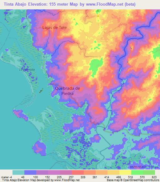 Tinta Abajo,Panama Elevation Map