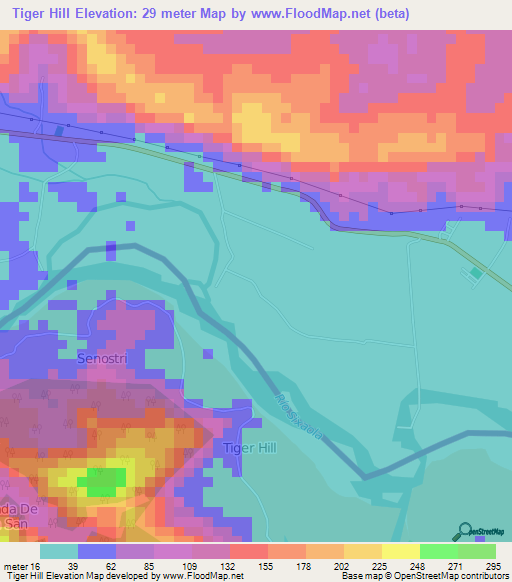 Tiger Hill,Panama Elevation Map