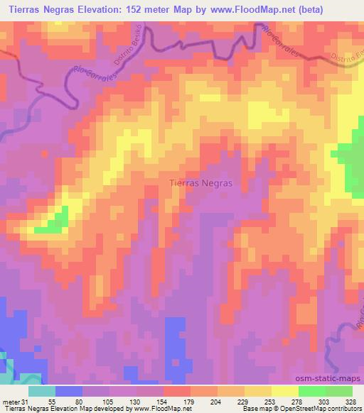 Tierras Negras,Panama Elevation Map