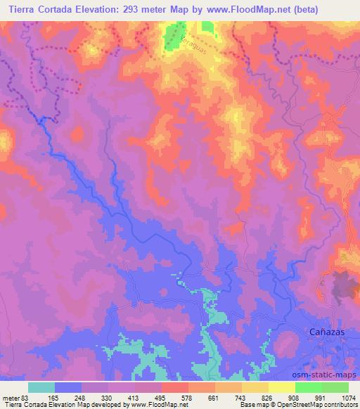 Tierra Cortada,Panama Elevation Map
