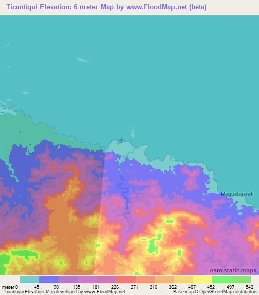 Ticantiqui,Panama Elevation Map