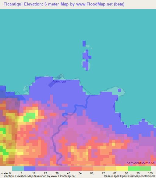 Ticantiqui,Panama Elevation Map