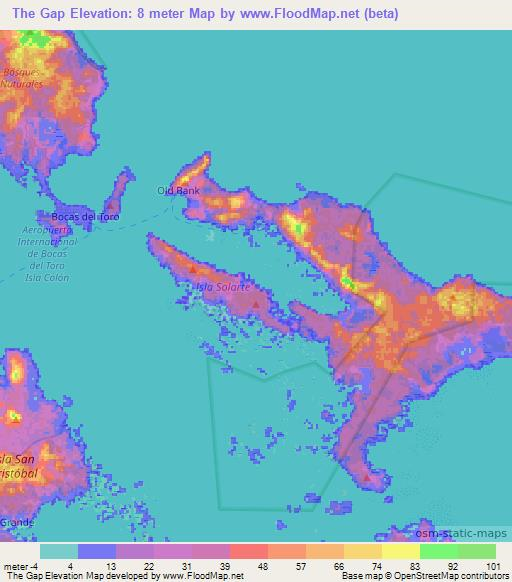 The Gap,Panama Elevation Map
