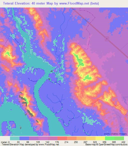 Teteral,Panama Elevation Map