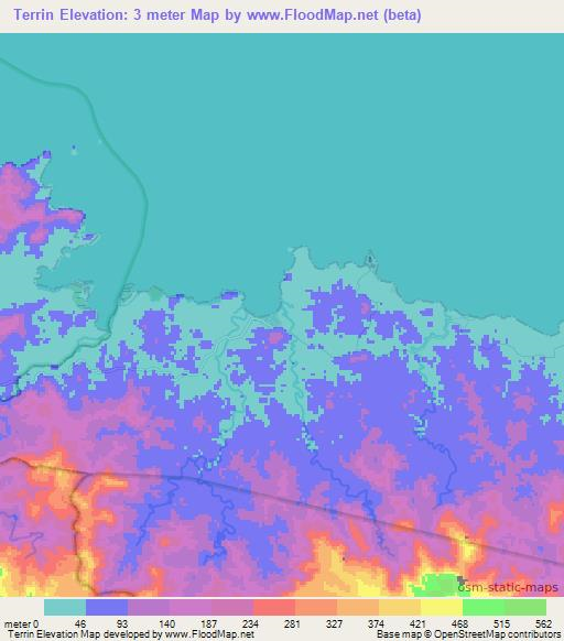 Terrin,Panama Elevation Map