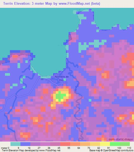 Terrin,Panama Elevation Map
