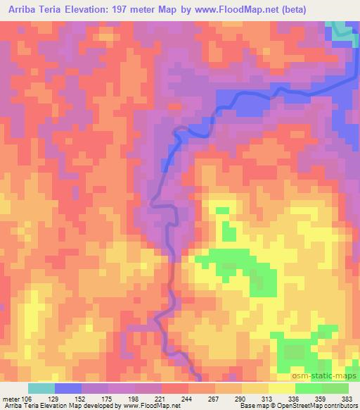 Arriba Teria,Panama Elevation Map