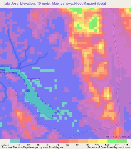 Tata Jose,Panama Elevation Map