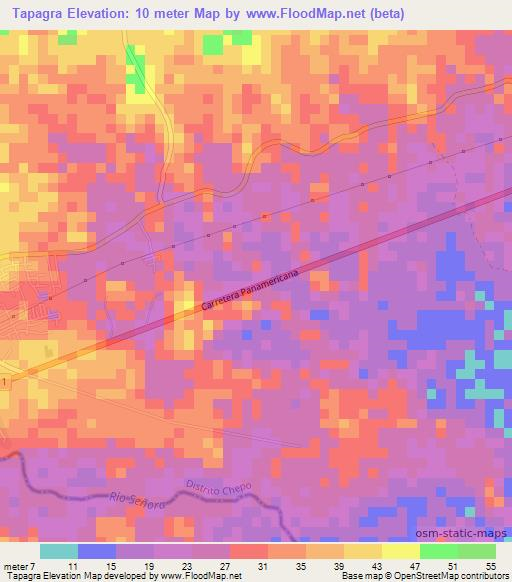 Tapagra,Panama Elevation Map