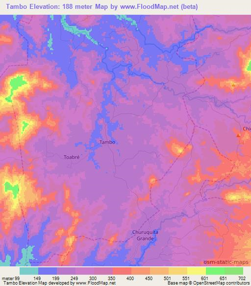Tambo,Panama Elevation Map