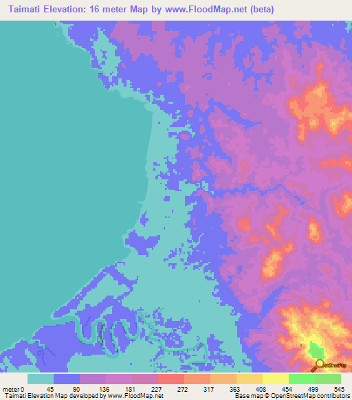 Taimati,Panama Elevation Map