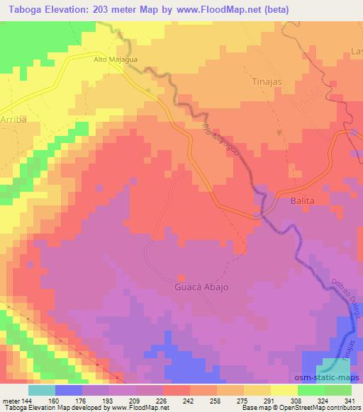 Taboga,Panama Elevation Map