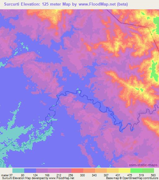 Surcurti,Panama Elevation Map