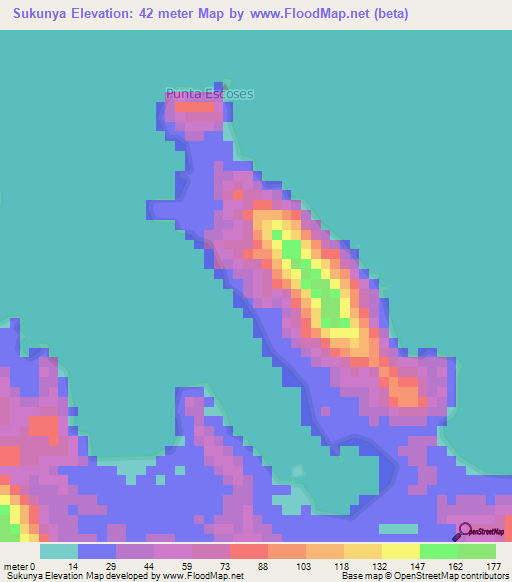 Sukunya,Panama Elevation Map