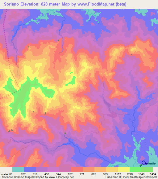 Soriano,Panama Elevation Map