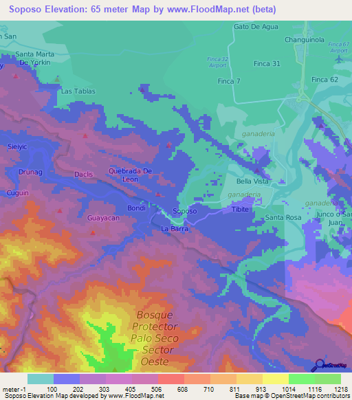 Soposo,Panama Elevation Map