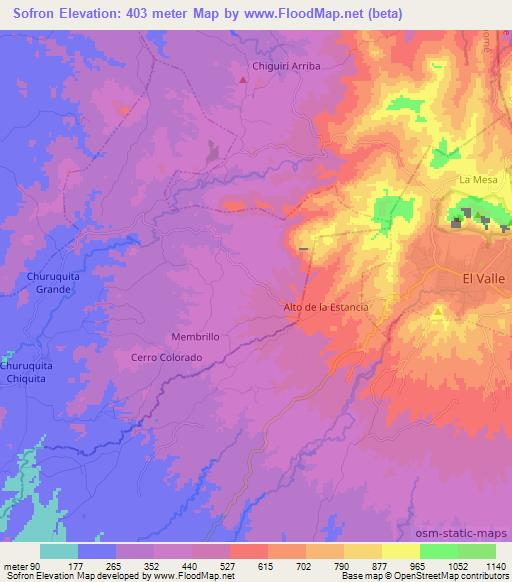 Sofron,Panama Elevation Map