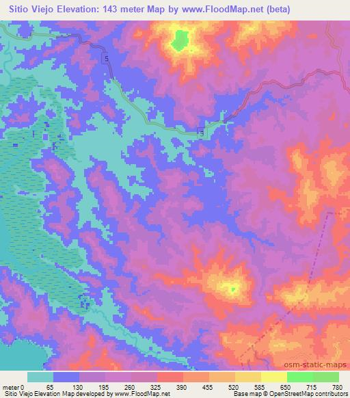 Sitio Viejo,Panama Elevation Map