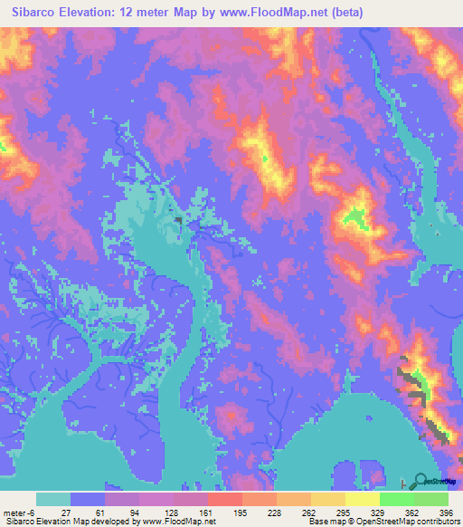Sibarco,Panama Elevation Map