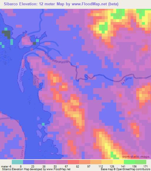Sibarco,Panama Elevation Map