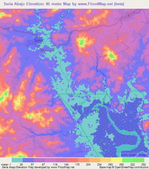 Seria Abajo,Panama Elevation Map