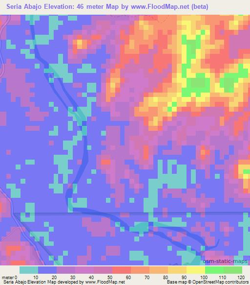 Seria Abajo,Panama Elevation Map