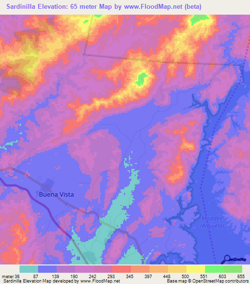 Sardinilla,Panama Elevation Map