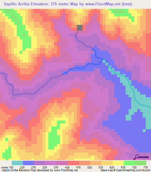 Sapillo Arriba,Panama Elevation Map