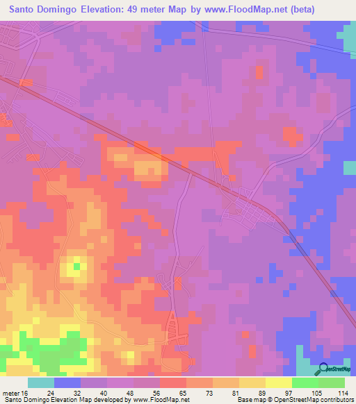 Santo Domingo,Panama Elevation Map