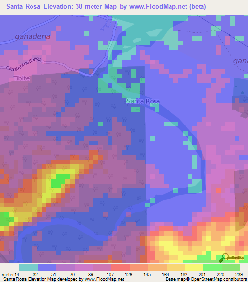 Santa Rosa,Panama Elevation Map
