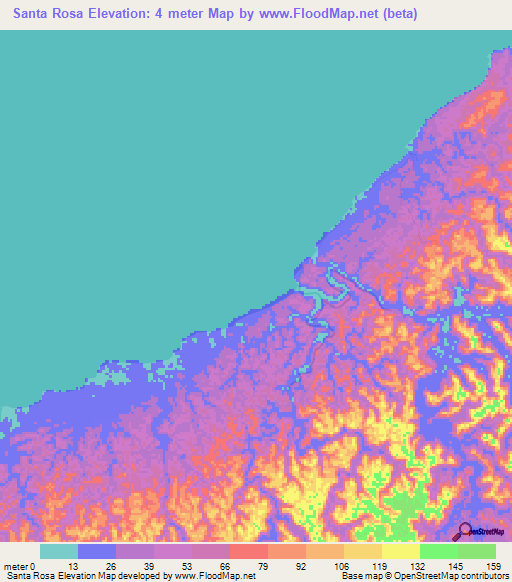 Santa Rosa,Panama Elevation Map