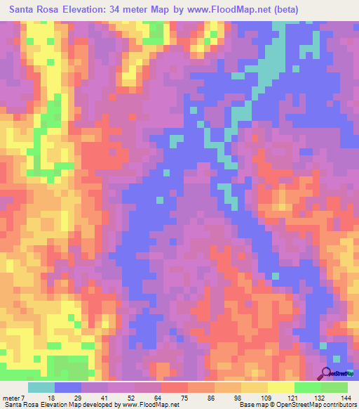 Santa Rosa,Panama Elevation Map