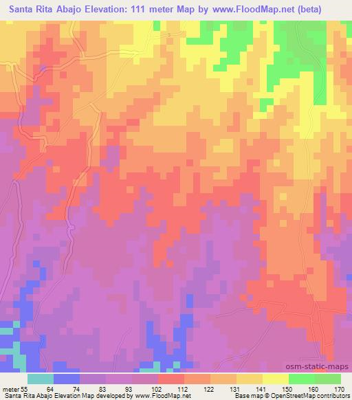 Santa Rita Abajo,Panama Elevation Map