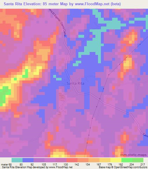 Santa Rita,Panama Elevation Map