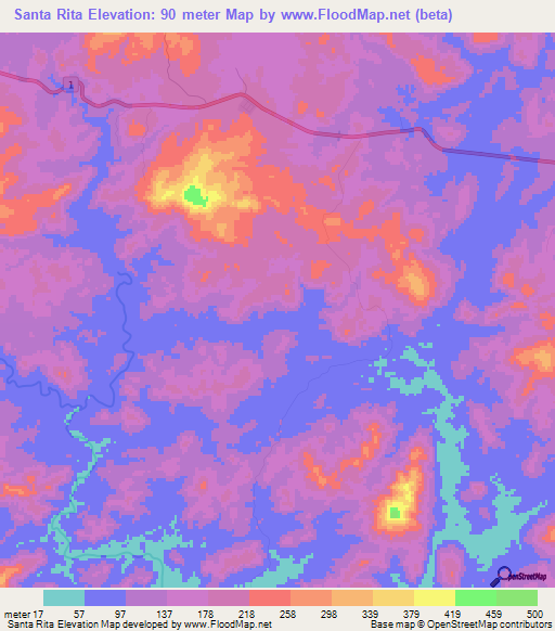 Santa Rita,Panama Elevation Map