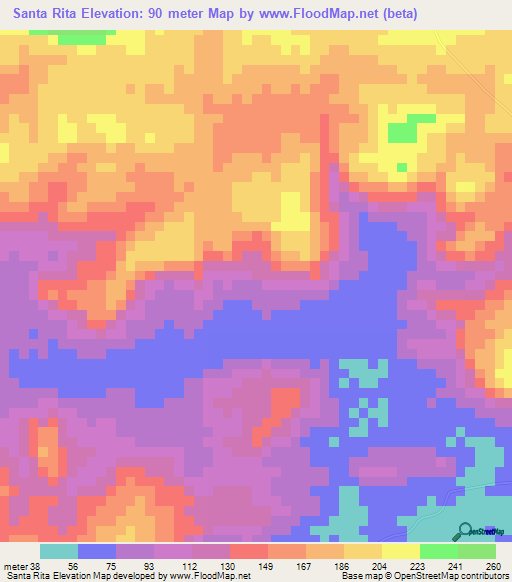 Santa Rita,Panama Elevation Map