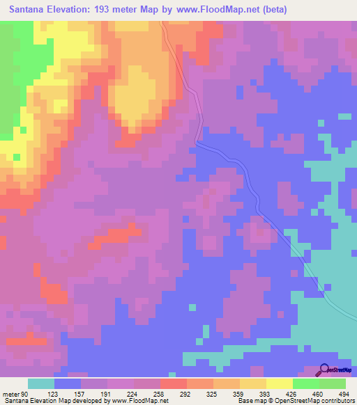Santana,Panama Elevation Map