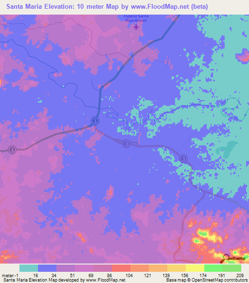 Santa Maria,Panama Elevation Map