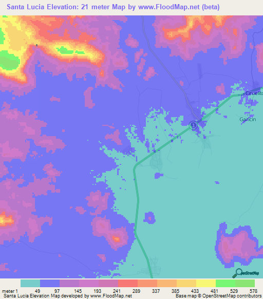 Santa Lucia,Panama Elevation Map