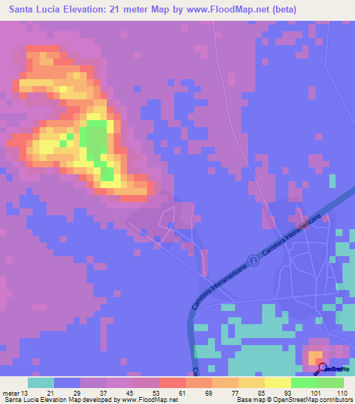 Santa Lucia,Panama Elevation Map