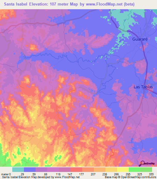 Santa Isabel,Panama Elevation Map